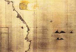 일본 해군성의 조선동해안도(1876년)